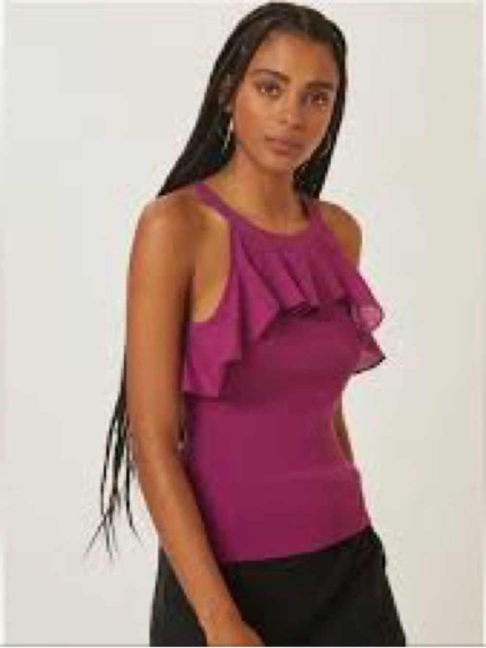 Anthropologie Magenta Ruffle-Neck Camisole